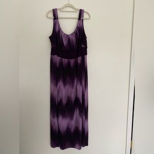 R&M Richards Maxi‎ Dress 22 Purple Ombre' Tie-Dye Sleeveless Y2K Baby Doll Boho